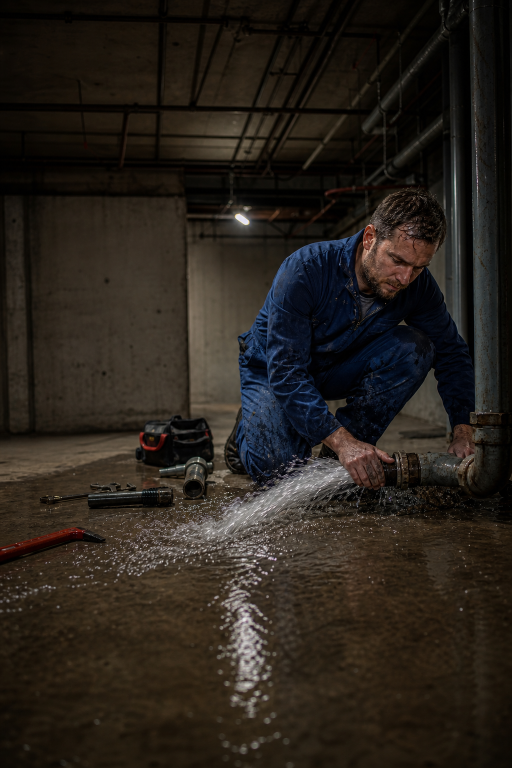 Plumber Fixing Burst Pipe-1