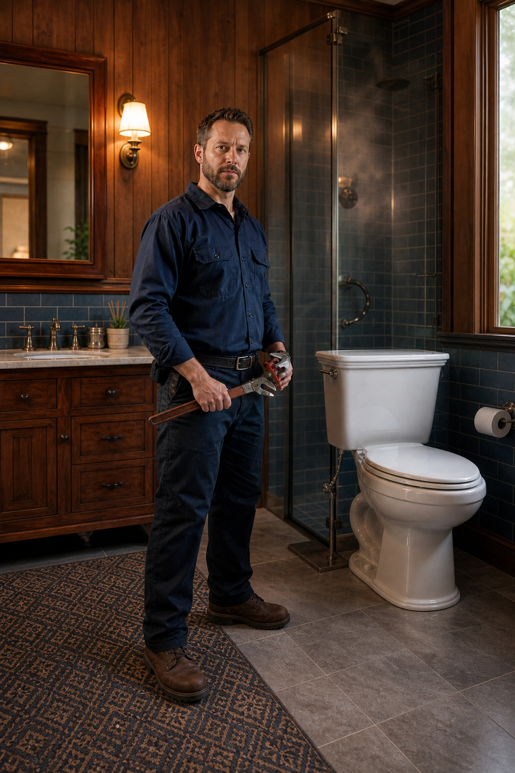 Professional Plumber With Tools Near Toilet-1